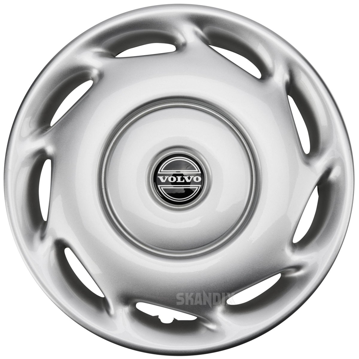 1107466 Hjulkapsel, sølv – 14" til stålfælge, Volvo 200, 400, S40, V40 (-2004) - Billede 1
